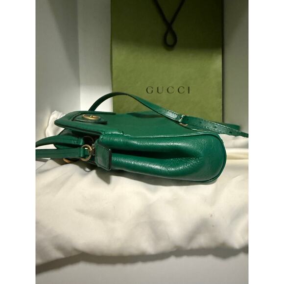$2316 Gucci Marmot Rebelle Feline Bag Small - Emerald Green - Picture 5 of 14